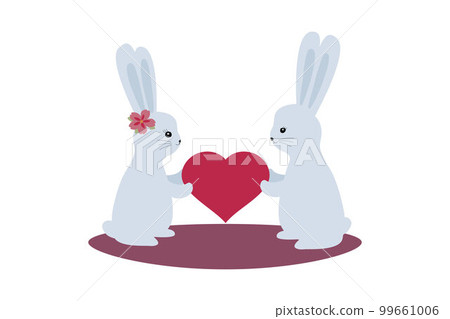 Happy easter card. Illustration with cute bunnies and eggs. Vector illustration isolated on white background. 99661006