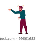 Angry Man Yelling Loudly Expressing Frustration And Anger. Aggressive Annoyed Male Character with Raised Voice 99661682