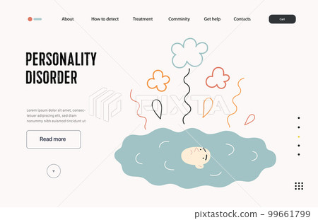 Mental disorders web template. Personality disorder- modern flat vector illustration of person who has lost their identity turned into a puddle. People emotional, psychological, mental traumas concept 99661799