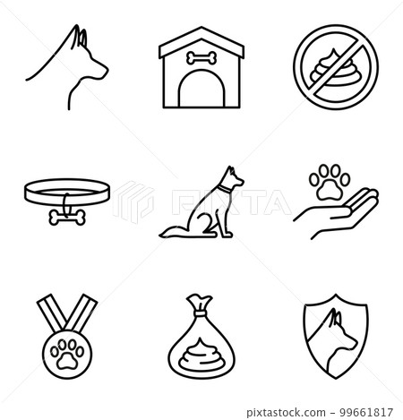 Set of pet related icons. Pet shop. Pictogram isolated on white background. Set of pet related icons. Pet shop. Pictogram isolated on white background. 99661817