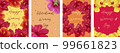A collection of greeting cards for International Women's Day. Hand-painted watercolor illustration in a fashionable cartoon style of four postcard concepts with tropical spring flowers. 99661823