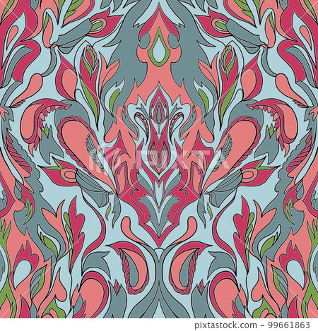 Tribal ikat flower ornament Indian ethnic seamless pattern design 99661863
