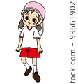 Kindergarten girl wearing a hat in gym clothes 99661902