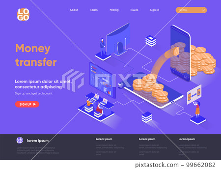 Money transfer isometric landing page. 99662082