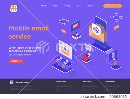 Mobile email service isometric landing page. 99662085