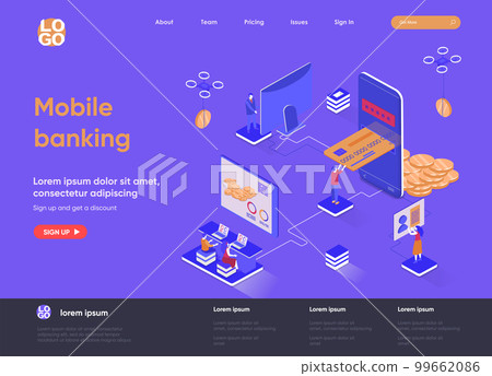 Mobile banking isometric landing page. 99662086