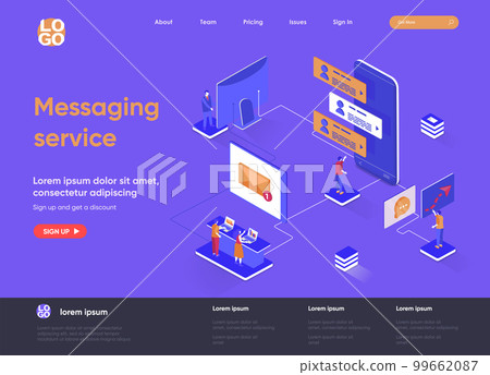 Messaging service isometric landing page. 99662087