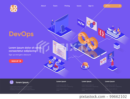 DevOps isometric landing page. 99662102