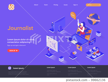 Journalist isometric landing page. Journalist isometric landing page. 99662136