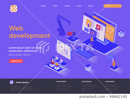 Web development isometric landing page. Web development isometric landing page. 99662140