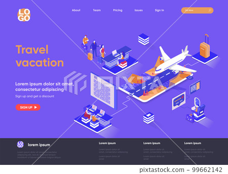 Travel vacation isometric landing page. Travel vacation isometric landing page. 99662142