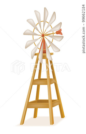 old wind generator on a farm to produce electricity vector illustration 99662184