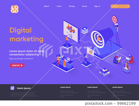 Digital marketing isometric landing page. 99662199