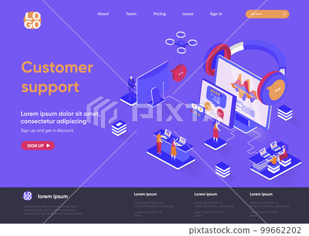 Customer support isometric landing page. 99662202