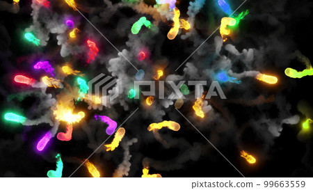 3D rendering of fireballs flying along a complex trajectory 99663559