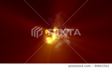 3D rendering of multi-colored fireballs flying along a complex trajectory 3D rendering of multi-colored fireballs flying along a complex trajectory 99663562