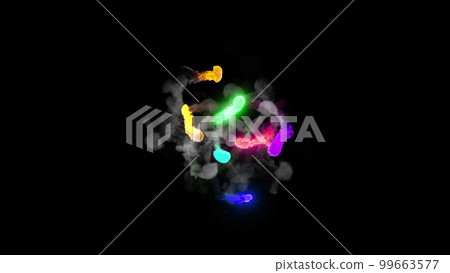 3D rendering of fireballs flying along a complex trajectory 99663577