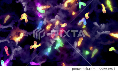 3D rendering of fireballs flying along a complex trajectory 99663601