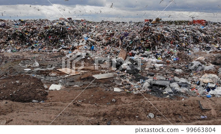 A large landfill near the city of Minsk. View from the drone. 99663804