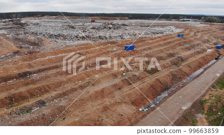A large landfill near the city of Minsk. View from the drone. 99663859