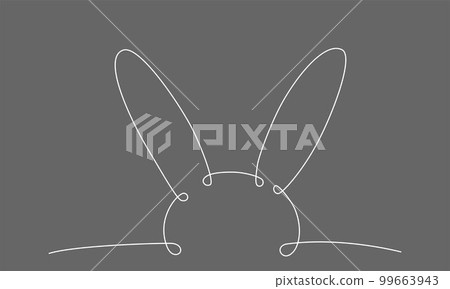 Easter bunny continues line hand draw element. Vector stock illustration minimalism design isolated on black chalkboard background. Editable stroke single line. EPS10 99663943