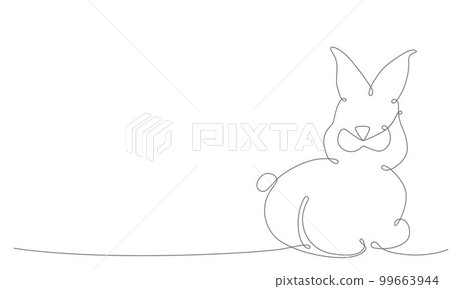 Easter bunny continues line hand draw element. Vector stock illustration minimalism design isolated on white background. Editable stroke single line. EPS10 99663944