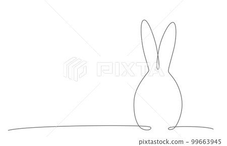 Easter bunny continues line hand draw element. Vector stock illustration minimalism design isolated on white background. Editable stroke single line. EPS10 99663945