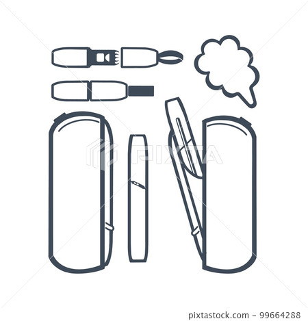 Vape electronic heater tobacco and vapor vector 99664288