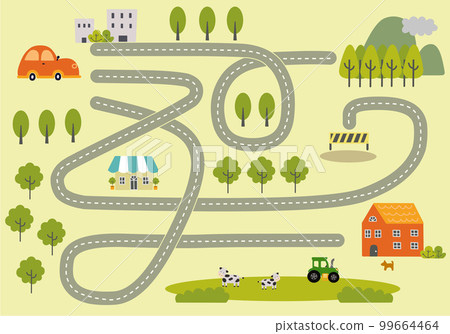 Children's maze in cute flat illustration Children's maze in cute flat illustration 99664464