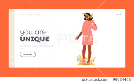 Young Woman With Flower Crown Landing Page Template. Concept For Beauty, Unique Fashion or Designs Young Woman With Flower Crown Landing Page Template. Concept For Beauty, Unique Fashion or Designs 99664466
