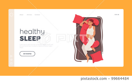 Healthy Sleep Landing Page Template. Pregnant Woman Sleeping With Maternity Pillow Support For Optimal Sleep Top View Healthy Sleep Landing Page Template. Pregnant Woman Sleeping With Maternity Pillow Support For Optimal Sleep Top View 99664484