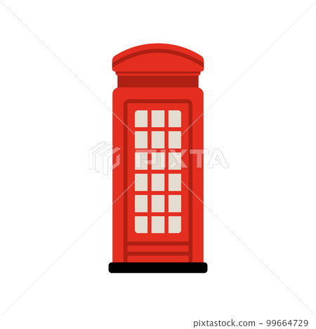 Red London telephone booth. Flat style vector illustration. Red London telephone booth. Flat style vector illustration. 99664729