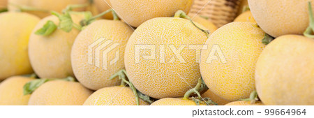 Fresh ripe honey juicy melon in market closeup Fresh ripe honey juicy melon in market closeup 99664964