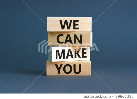 Support and we can make you symbol. Concept words We can make you on wooden blocks. Beautiful grey table grey background. Business, psychological we can make you concept. Copy space. Support and we can make you symbol. Concept words We can make you on wooden blocks. Beautiful grey table grey background. Business, psychological we can make you concept. Copy space. 99665333