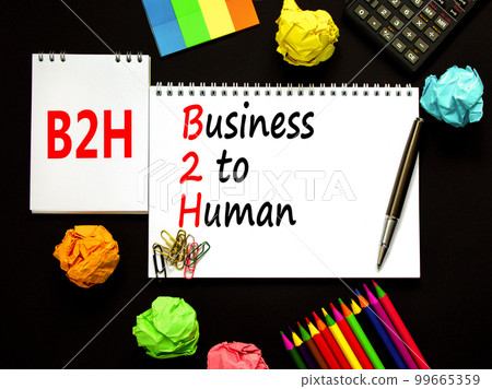 B2H business to human symbol. Concept words B2H business to human on white note on a beautiful black background. Calculator. Business and B2H business to human concept. Copy space. B2H business to human symbol. Concept words B2H business to human on white note on a beautiful black background. Calculator. Business and B2H business to human concept. Copy space. 99665359
