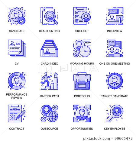 Head Hunting web flat line icons set. Pack... - Stock Illustration ...