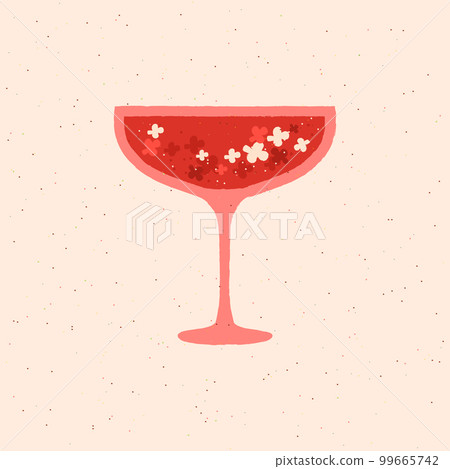 Margarita dessert glass with flowers. Wine for wedding. Flat vector illustration 99665742