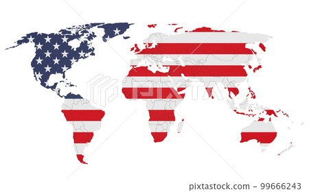 The USA flag on the Earth map. 3D rendering 99666243