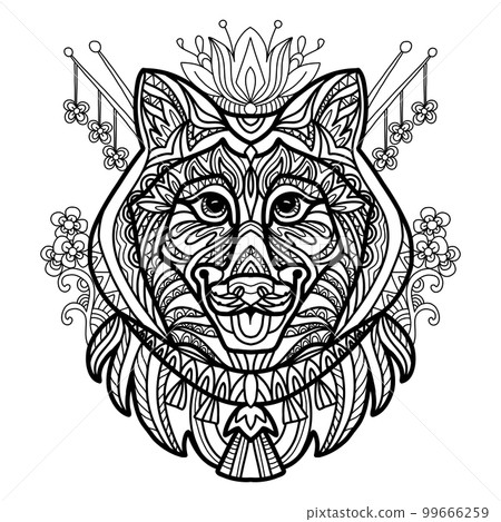 Coloring book page siberian husky dog vector illustration 99666259