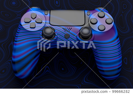 Realistic video game joystick with seamless wavy pattern on dark background Realistic video game joystick with seamless wavy pattern on dark background 99666282