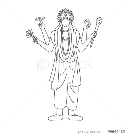 indian god lord vishnu. ethnic deity of Hinduism mythology. vector illustration design indian god lord vishnu. ethnic deity of Hinduism mythology. vector illustration design 99666485