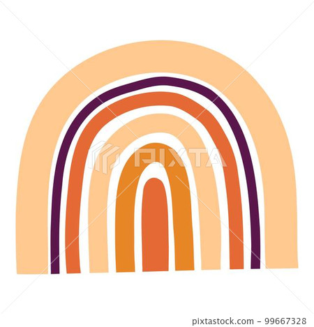 Cute colorful rainbow. Childish flat vector illustrations collection. Weather forecast, meteorology. Rainy clouds and stars isolated on white background. T shirt print design element 99667328