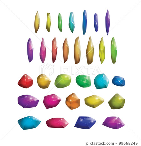 Crystals and natural minerals collection. Cartoon Magic Gemstones set. Game assets. vector illustration Crystals and natural minerals collection. Cartoon Magic Gemstones set. Game assets. vector illustration 99668249