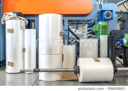plastic rolls in the warehouse of the factory plastic rolls in the warehouse of the factory 99668663