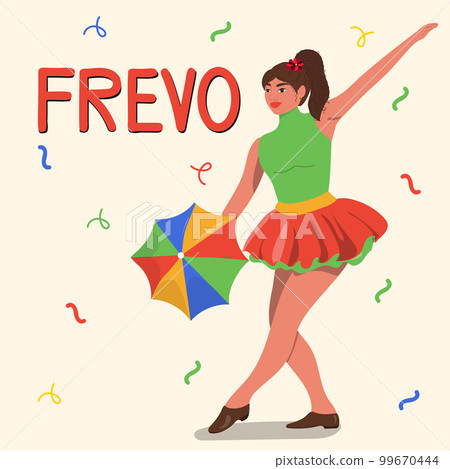 Girl dancing with umbrella. Girl dancing with umbrella. 99670444
