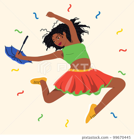 Brazilian girl jumping. Brazilian girl jumping. 99670445