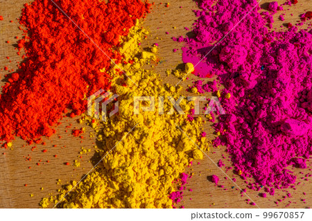 Bright colours for holi festival on the table, colourful Gulal.  99670857