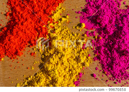 Bright colours for holi festival on the table, colourful Gulal.  99670858