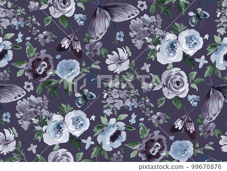 Purple floral watercolor decoration, vector illustration 99670876