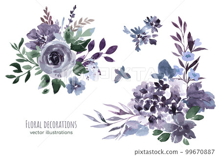 Purple floral watercolor decoration, vector illustration Purple floral watercolor decoration, vector illustration 99670887
